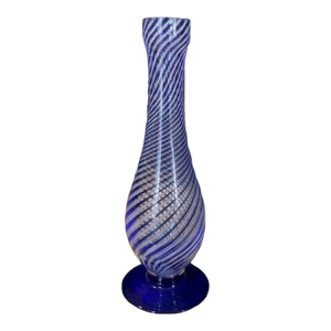 Pasabahce Crystal Vase Blue & White "Eye of the Nightingale" Bud Vase Design Ts 6500