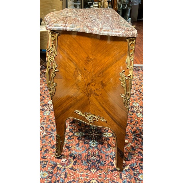 19th Century Fruitwood and Marble Commode in Louis XV Style For Sale - Image 10 of 12