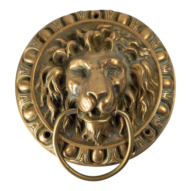 19th Century Oversize Large Bronze Lion's Head Door Knocker For Sale