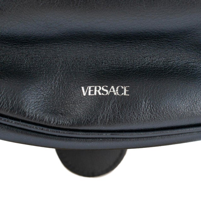 Versace Repeat Hobo Medium Black Leather Silver Hardware Shoulder Bag For Sale - Image 11 of 16