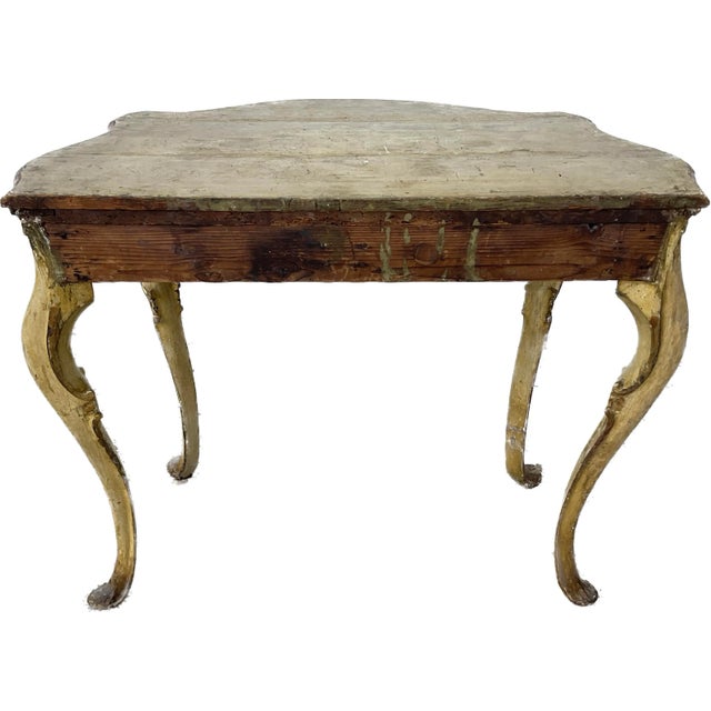 Fine Venetian Rococo Gilt and Yellow-Painted Console Table For Sale - Image 11 of 13