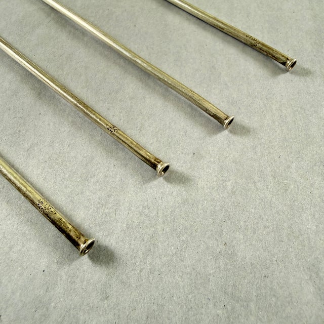 Metal Mexican Sterling Silver Highball or Iced Tea Sipping – Stirring Straws, Set of 4 For Sale - Image 7 of 9