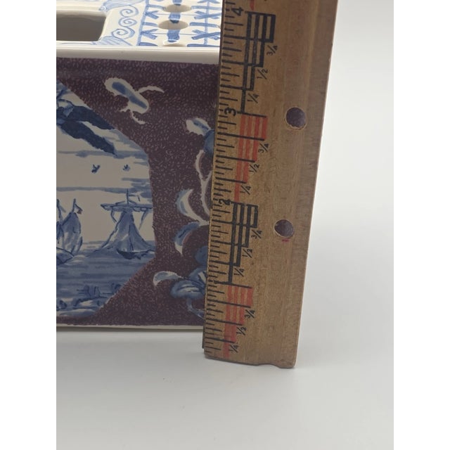 Vintage MCM Delft Williamsburg Blue Flower Frog Vase For Sale In Houston - Image 6 of 6