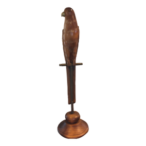 Late 20th Century Sarreid LTD Carved Parrot Brass Stand