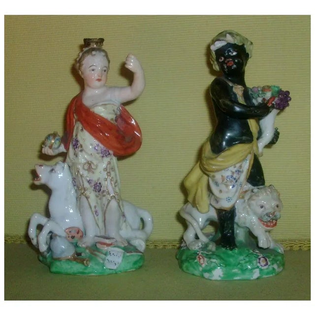 Ceramic Antique 18th Century George III William Duesbury Derby Porcelain Continents - Europe and Africa - a Pair For Sale - Image 7 of 8