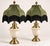 Vintage Neoclassical Cream Urn Lamps With Olive Velvet Fringe Shades - Pair For Sale - Image 10 of 12