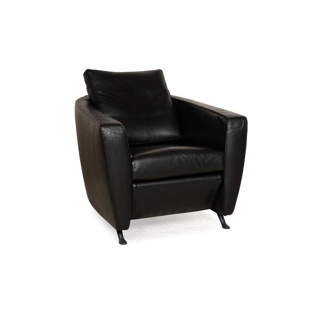 Sesame Leather Armchair in Black from FSM For Sale - Image 15 of 15