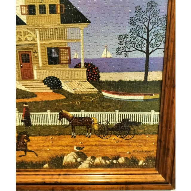 Vintage Framed Charles Wysocki Americana Puzzle Cape Cod Style House For Sale In Dallas - Image 6 of 8