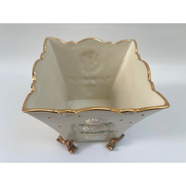 2000 - 2009 Lenox Porcelain Gilt Square Flower Pot For Sale - Image 5 of 12