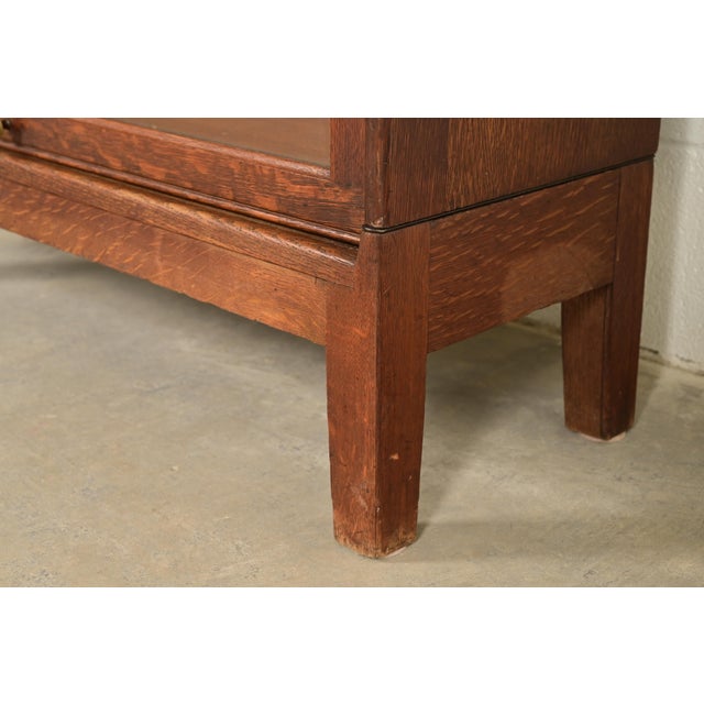 Antique Mission Oak Arts & Crafts Barrister Bookcase With Drop Front Secretary Desk by Gunn, Circa 1920s For Sale - Image 10 of 14