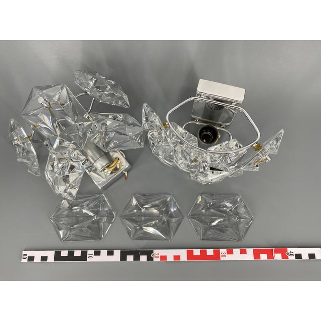 Vintage Wall Lamps in Crystal Glass and Chrome from Kinkeldey, 1970s, Set of 2 For Sale - Image 12 of 13