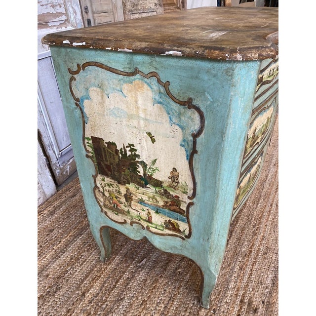 Wood Italian Painted Commode With Artist Scenes - 18th C For Sale - Image 7 of 11