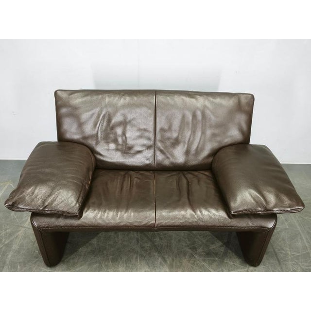 Belgian Full Grain Leather Freestanding Two-Seat Sofa from Jori, 1990s For Sale - Image 3 of 15