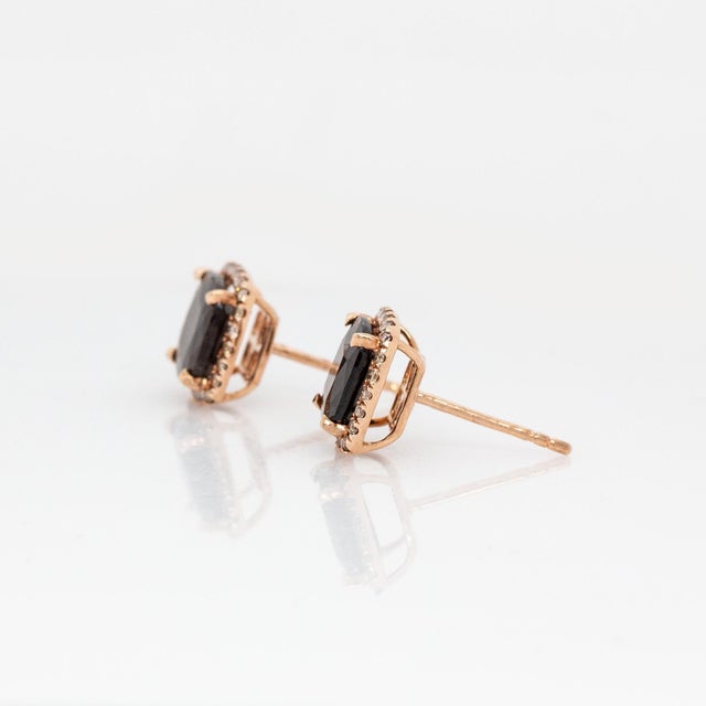 2020s Golden Sheen Sapphire Earrings With Natural Diamond Accents in Solid 14k Gold, Pair For Sale - Image 5 of 7