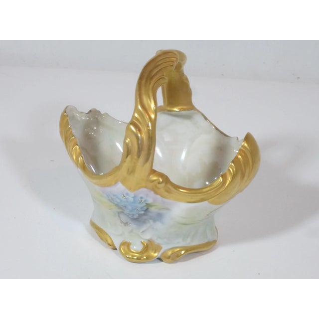 1970s Hand Painted Porcelain Basket For Sale - Image 4 of 7
