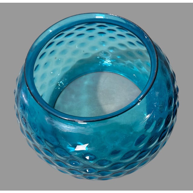 Blue Vintage Antique Blue Hobnail Art Glass Gas Lamp Light Shade With 5" Fitter Diameter For Sale - Image 8 of 8
