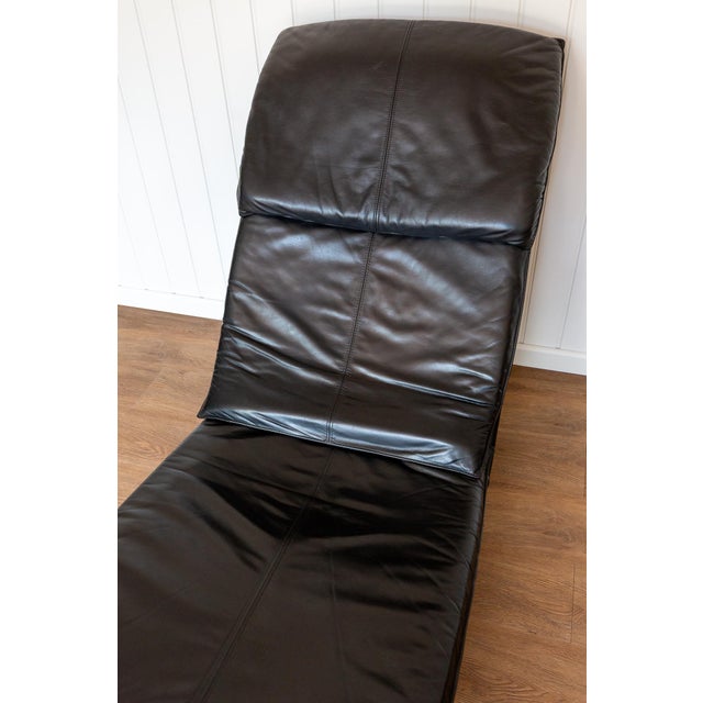 Vintage Chaise Lounge in Black Leather by Maurice Villency, 1980s For Sale - Image 17 of 18