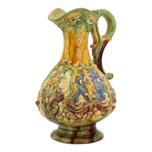 Antique Portuguese Palissy Ware Jug Depicting Fishermen in Boats, Earthenware