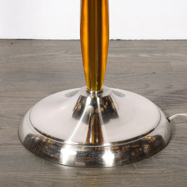 Mid 20th Century Mid-Century Modern Segmented Amber Bakelite & Brushed Chrome Floor Lamps - a Pair For Sale - Image 12 of 14