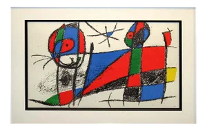 Joan Miro Unsigned Vintage Lithograph Art Print 1972