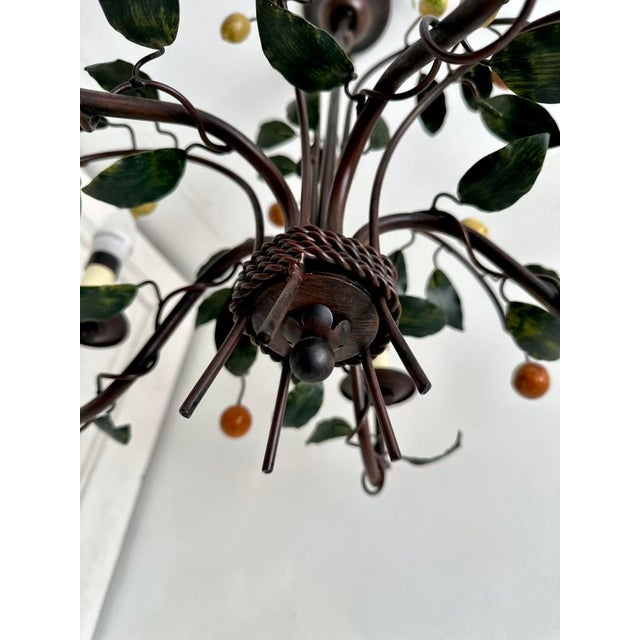 French Tole 5-Light Chandelier with Lemons and Tangerines by J. P. Ryckaert, 1985-1995 For Sale - Image 11 of 15
