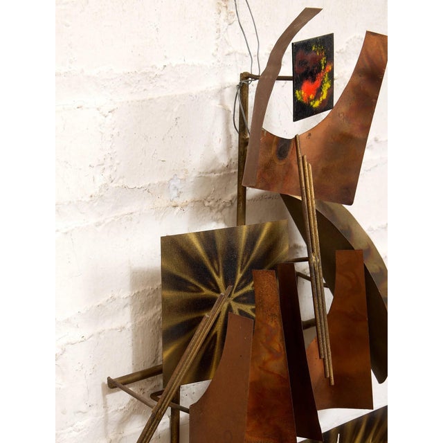 Curtis Jere 20thC .Mid-Century Modern Brutalist Wall Sculpture Is a Copper and Brass Art Piece Styled After Curtis Jere. For Sale - Image 4 of 11