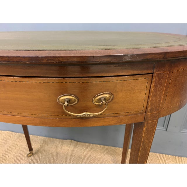 Edwardian Oval Mahogany Writing Table, 1900s For Sale - Image 6 of 14