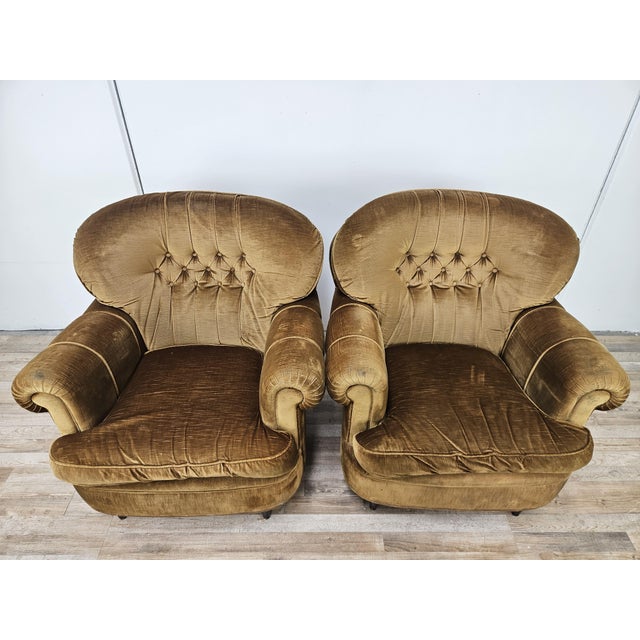 Vintage Velvet Armchairs, 1960s, Set of 2 For Sale - Image 9 of 17
