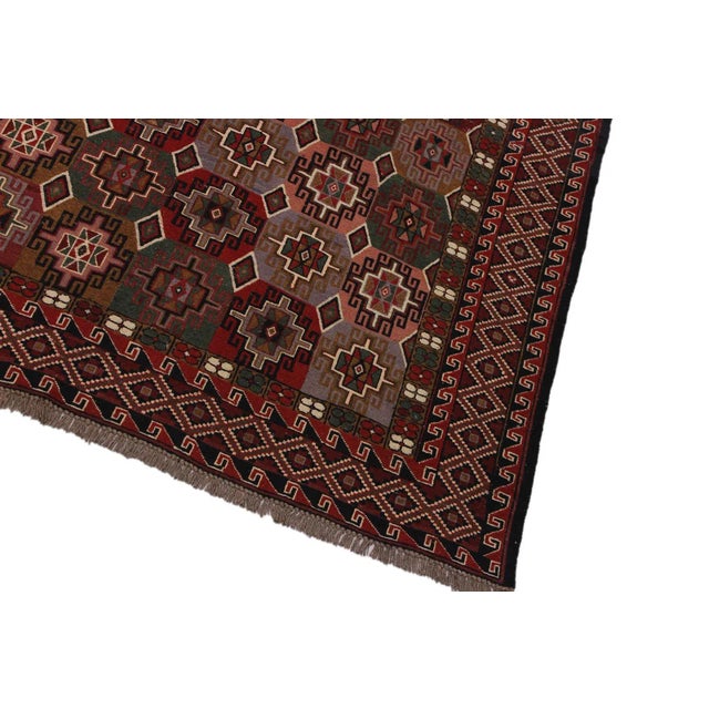 Shabby Chic 1960s Vintage Tribal Soumakh Wool Rug - 6'2" X 7'10" For Sale - Image 3 of 9
