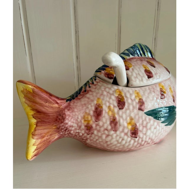 Vintage Mid-Century Modern Made in Portugal Fish Soup Tureen With Ladle For Sale - Image 11 of 11