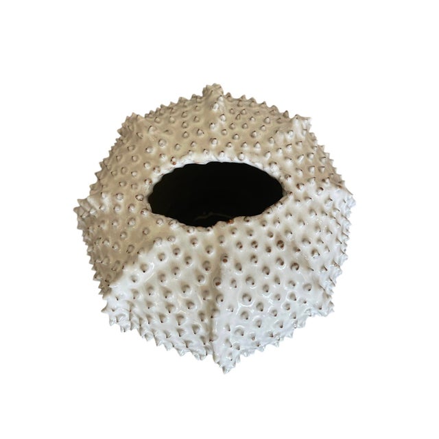 Vintage Coastal Ceramic Sea Urchin Bud Vase For Sale In West Palm - Image 6 of 12