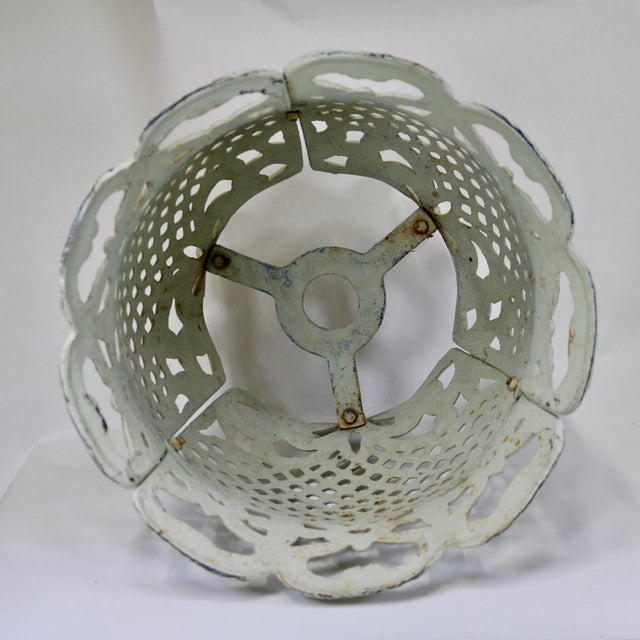 1940s Large Vintage Cast Iron Victorian Style Open Lacework Planter For Sale - Image 5 of 11