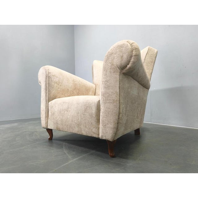 Cream Mid-Century Italian Velvet Lounge Armchair, 1950s For Sale - Image 8 of 10