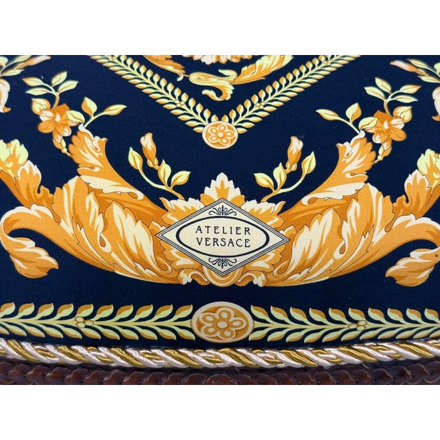 Gianni Versace Fabric Louis XVI Style Armchairs, Walnut, France, 20th C. For Sale - Image 11 of 16