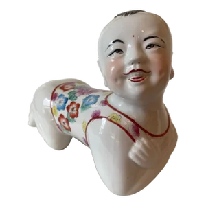 Vintage Asian Porcelain Pillow/Headrest in the Form of a Boy