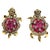 Bochic "Orient" Vintage Ruby & White Topaz Turtle Earrings Set 18K Gold & Silver, A Pair For Sale - Image 17 of 18