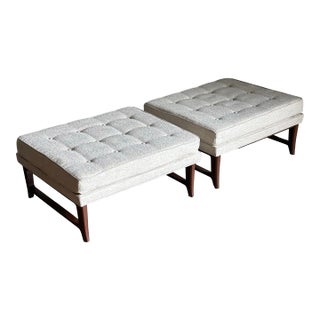 1950s Edward Wormley for Dunbar Oversized Ottomans, Unmarked - A Pair For Sale