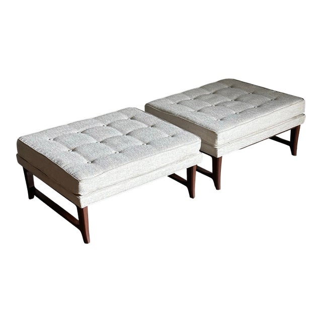 1950s Edward Wormley for Dunbar Oversized Ottomans, Unmarked - A Pair For Sale