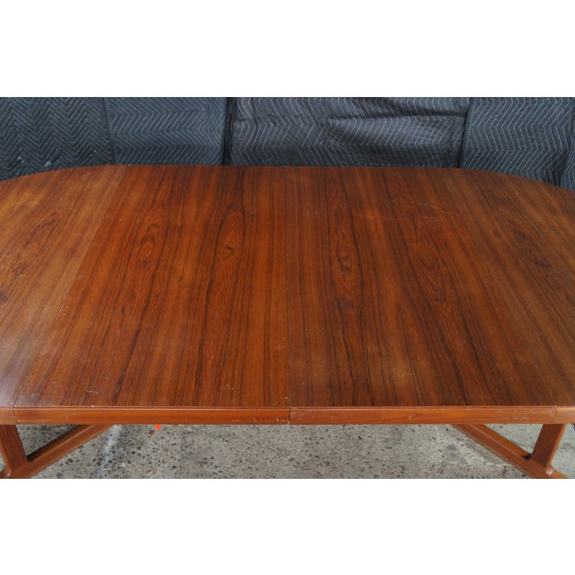 1980s Otmar Danish Scandinavian Modern Teak Round Extendable Dining Table MCM For Sale - Image 13 of 13