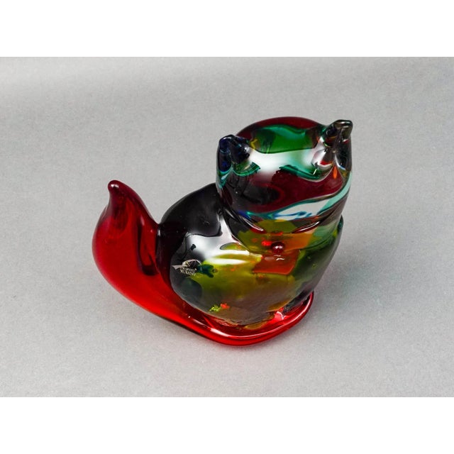 Glass Mid 20th Century Vetro Artistico Murano Italy Vintage Cat Glass Sculpture Mario Costantini For Sale - Image 7 of 9