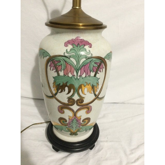 Underwriters Laboratories Vintage Chinoiserie Porcelain Ginger Jar Lamp With Gold Details For Sale - Image 4 of 11