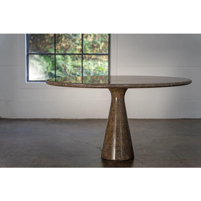 Italian Brown-Grey Marble Dining Table by Angelo Mangiarotti, 1970s For Sale - Image 14 of 15