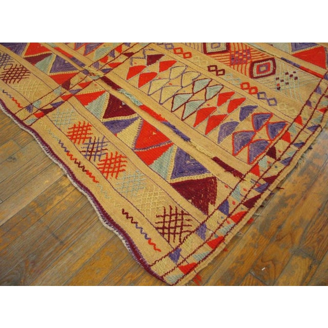 Mid 20th Century Moroccan Reed & Wool Flat-Weave ( 4'9" x 9'8" - 145 x 295 )