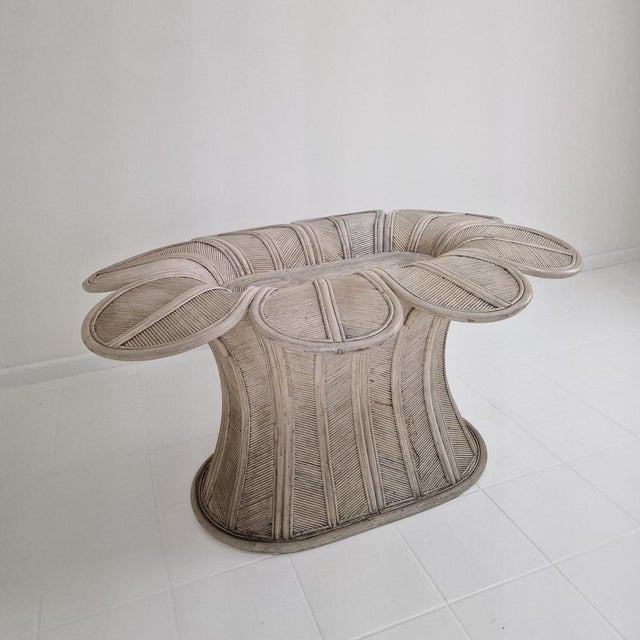 Wood Vintage Oval Dining Table in Bamboo and Rattan, 1980s For Sale - Image 7 of 17