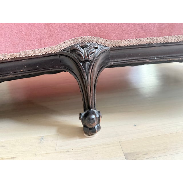 Rococo Revival Loveseat With Antique Rose Velvet Upholstery and Decorative Walnut Carvings For Sale - Image 9 of 9