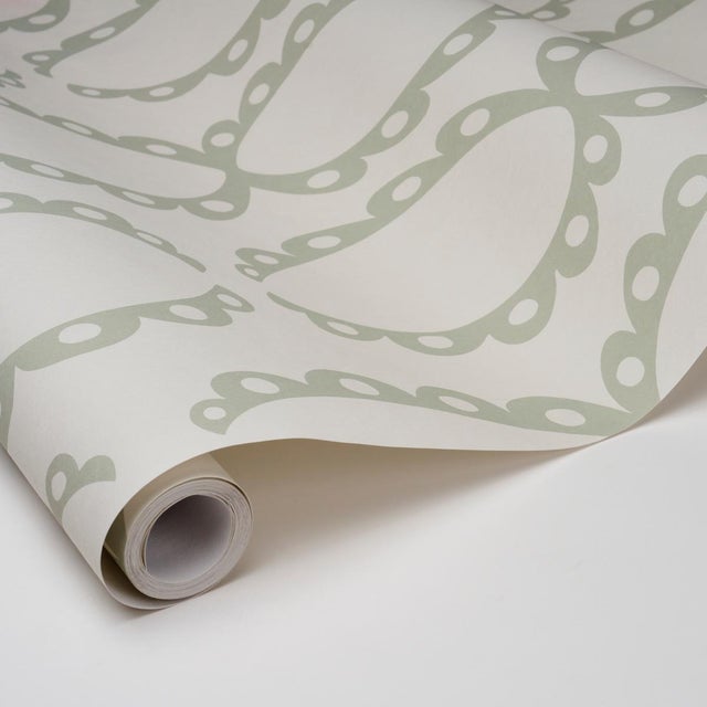 Schumacher Schumacher The Saints Wallcovering In Cool Green For Sale - Image 4 of 6