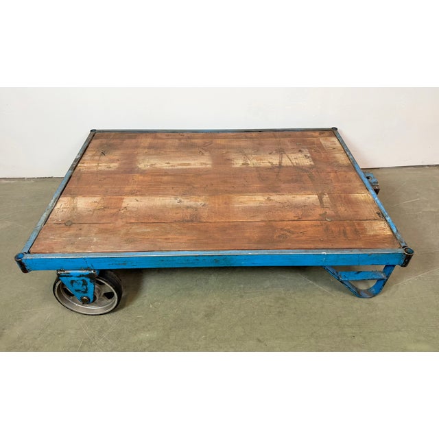 Large Industrial Blue Coffee Table Cart, 1960s For Sale - Image 11 of 16