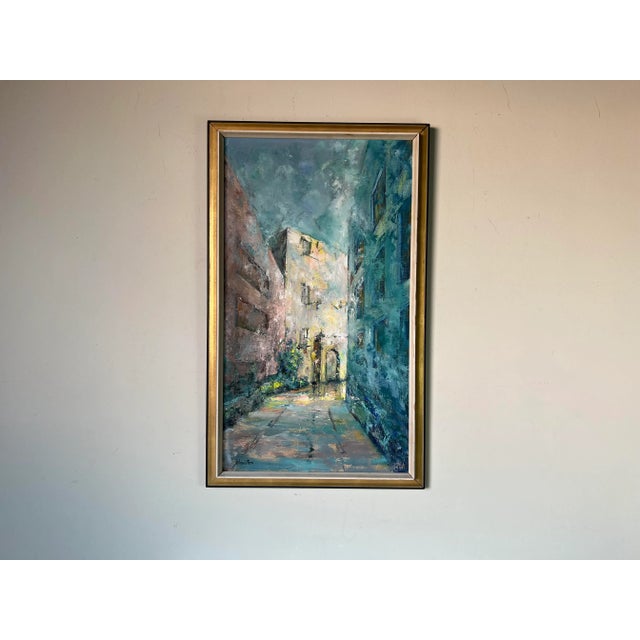 70's Lilienstein Impressionist Street Scene Oil on Canvas Painting, Framed For Sale - Image 9 of 11