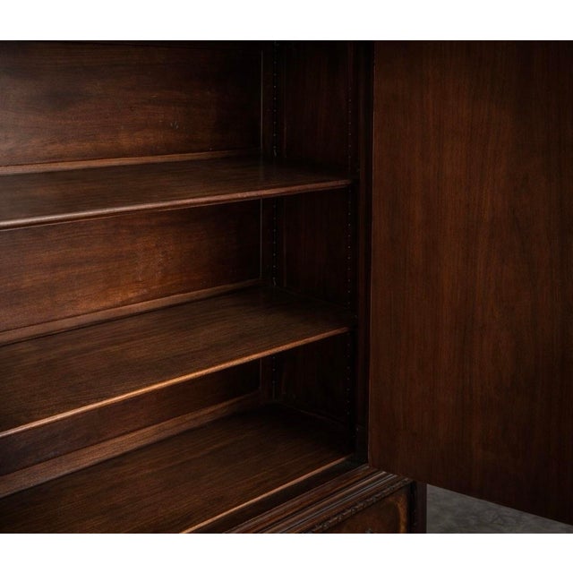 Pair of Vintage Baker Mahogany Cabinets – Neoclassical Sideboard & Entry Console With Carved Urn Motifs For Sale - Image 11 of 12