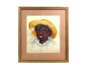 Early 20th Century African American School Portrait Pastel Painting Signed, Framed
